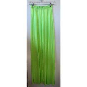 Mesh Pants Womens Medium Neon Green Sheer Pull On Wide Leg Club Festival Dance